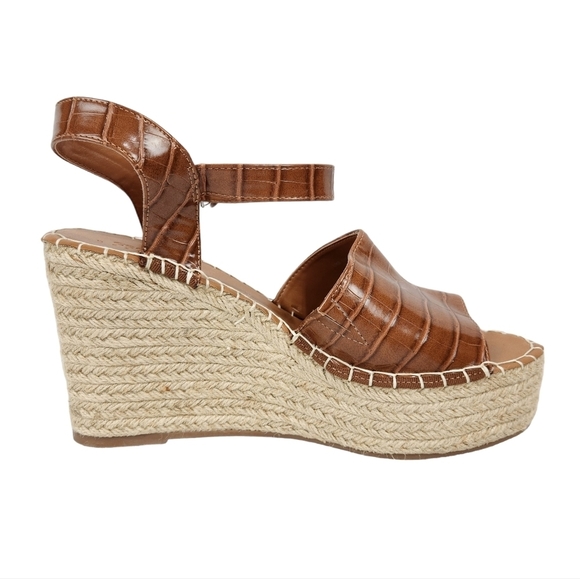 ASOS Design Tanya Brown Mock Crocodile Print Espadrille Wedge Sandals Size 10 - Picture 5 of 10